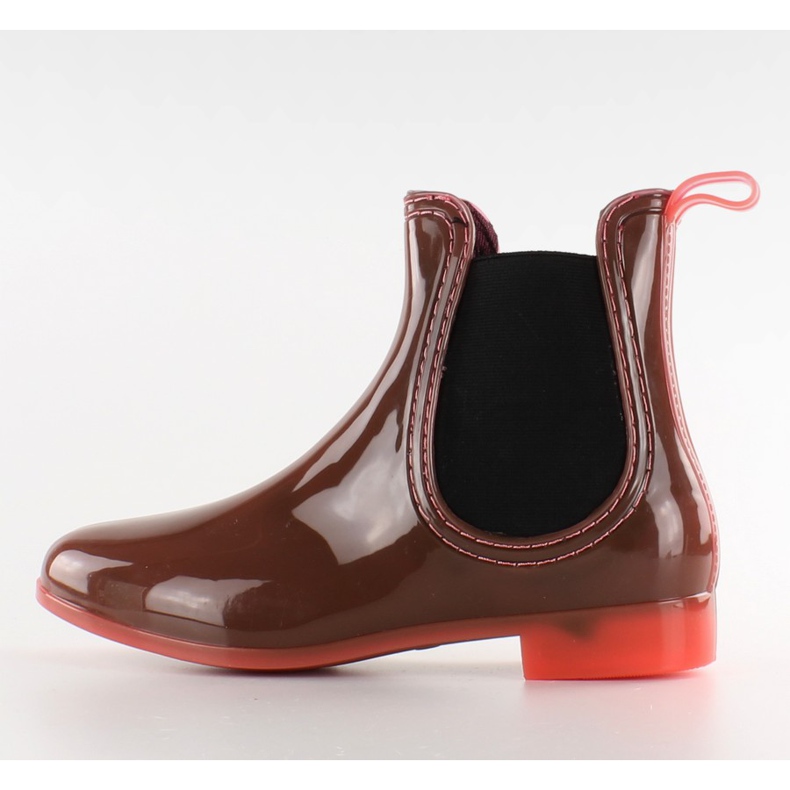 Wellingtons com salto transparente PT28 coral castanho