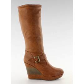 Calçado de Plataforma Split Heel 888-57 camelo marrom multicolorido