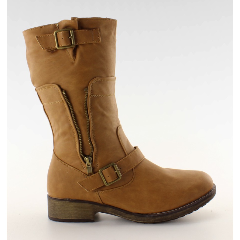 Botas com um zip IR-29 camelo castanho