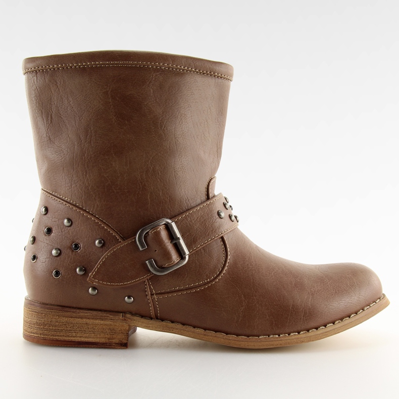 Botas com rebites 8816SL cáqui castanho multicolorido