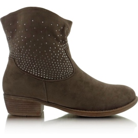 Botas com zircônias cúbicas 6914 cáqui multicolorido marrom