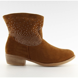 Botins com zircônia cúbica 6914 camelo marrom