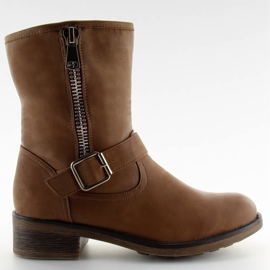 Botas com um zip 376-PA camelo castanho