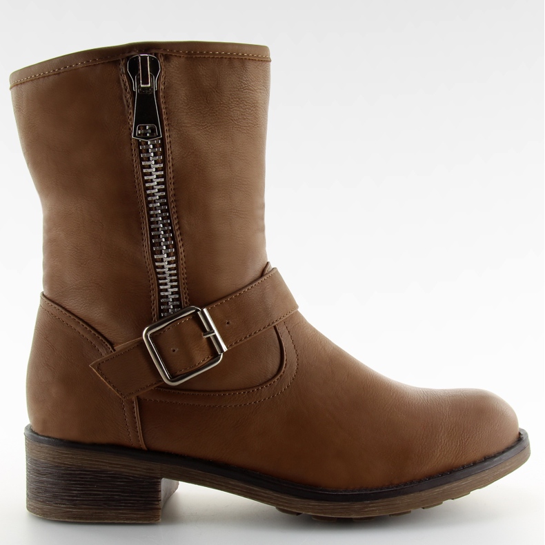 Botas com um zip 376-PA camelo castanho