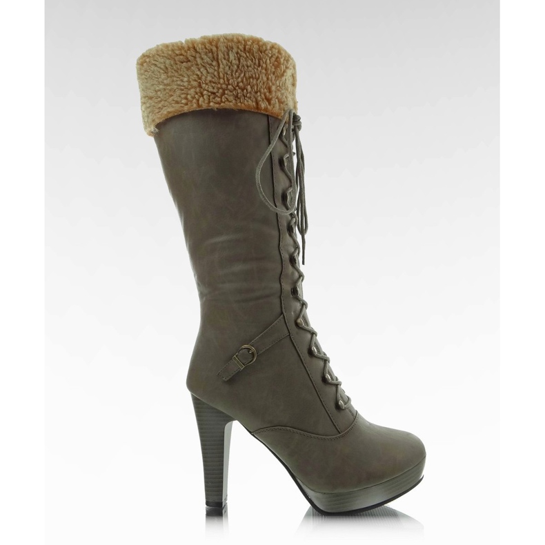 Botas no post G12400 cáqui castanho multicolorido