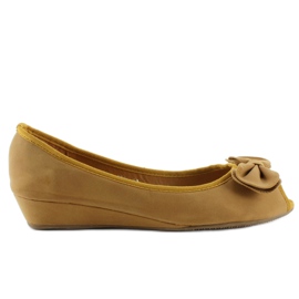 Bailarina com salto baixo 8550 camel marrom