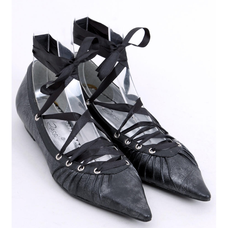 Bailarinas com fita ao redor do tornozelo 391029-2 Noir preto