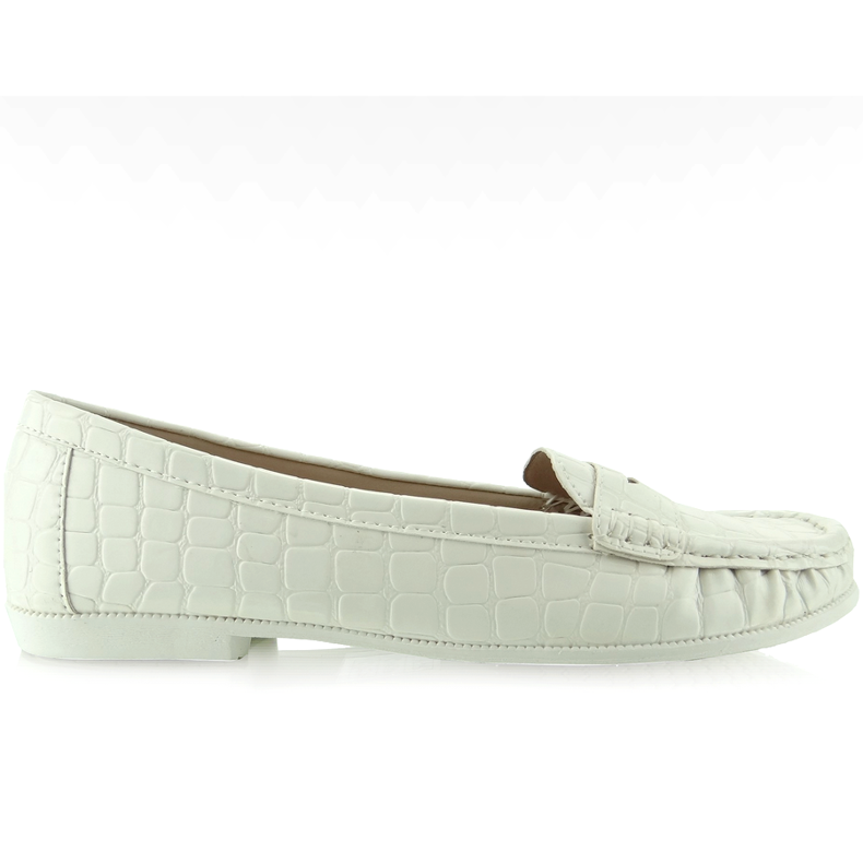 Mocassins para mulheres textura de pele de cobra branco