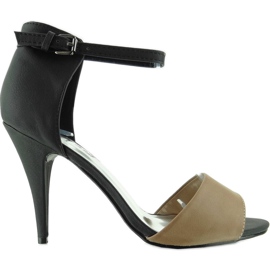 Sapatos elegantes de salto alto Khaki marrom preto