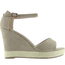 Sandálias de cunha, corda de linho Damasco castanho Sandálias de cunha, corda de linho Damasco castanho