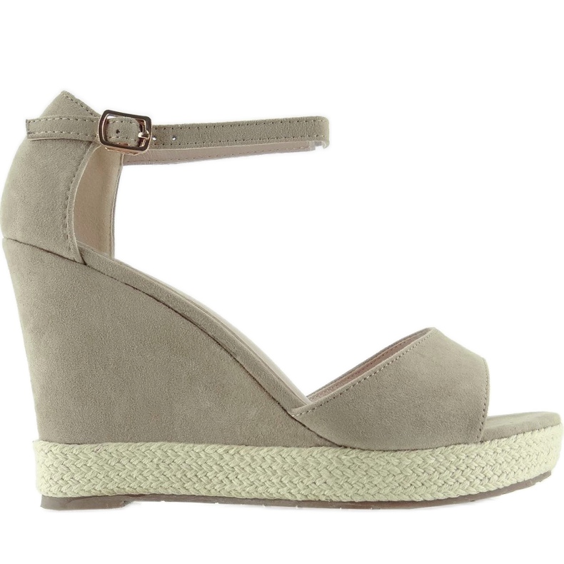 Sandálias de cunha, corda de linho Damasco castanho