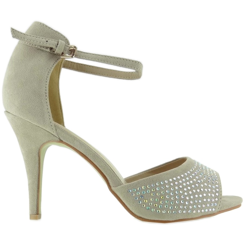 Bombas abertas em um pino F3053 Bege