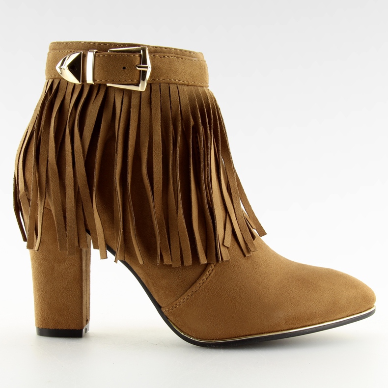 Botas com franjas e fivela BL-37 Camel castanho