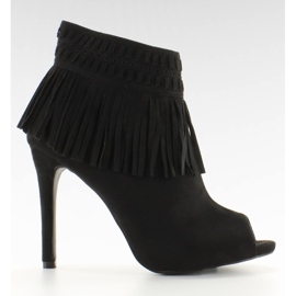 Botas de dedo aberto com franjas 11016 Preto