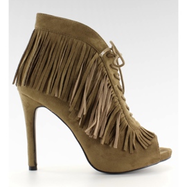 Botas abertas com atacadores, estilo boho 11015 Verde Botas abertas com atacadores, estilo boho 11015 Verde