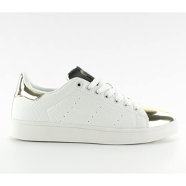 Sapatas do esporte dedos do espelho Q56 Branco / Dourado amarelo Sapatas do esporte dedos do espelho Q56 Branco / Dourado amarelo