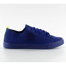 Sapatilhas com uma faixa neon. Azul escuro multicolorido Sapatilhas com uma faixa neon. Azul escuro multicolorido