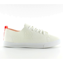 Sneakers com tira neon D03 Branco laranja
