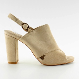 M227P Bege sandália de salto alto bege
