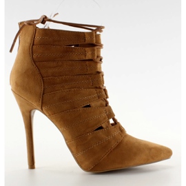 Botins com cordões 11048 Camel castanho