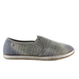 Tênis estilo slip-on cinza com sombreamento azul