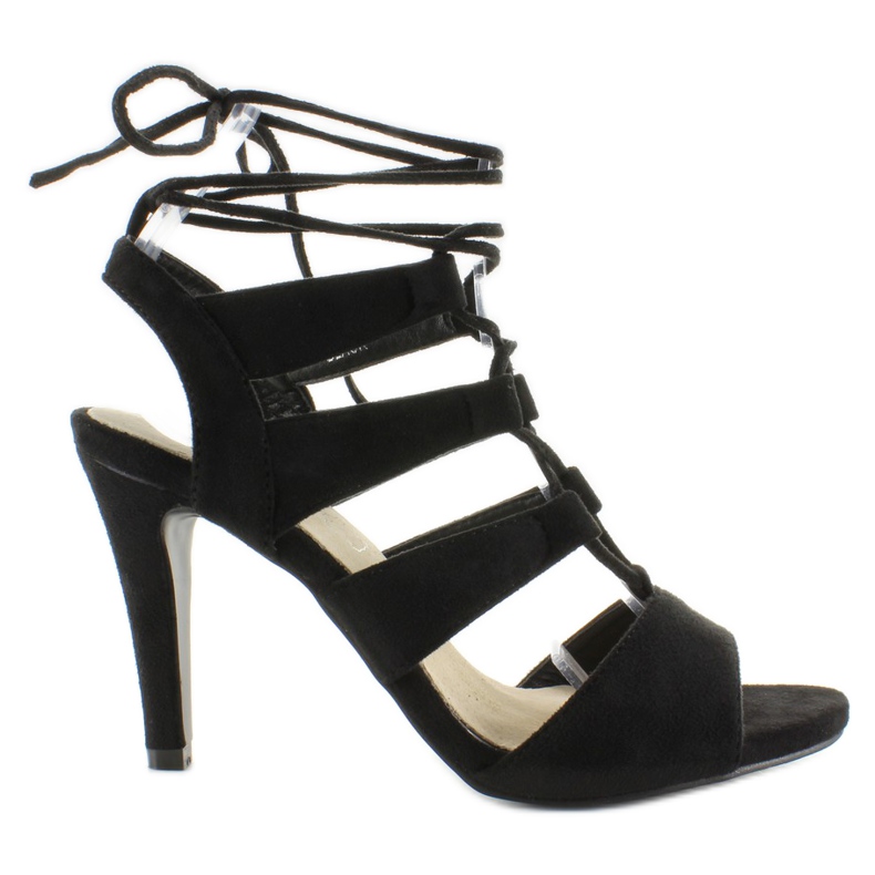 Sandálias de camurça com salto alto mais largo M236P preto