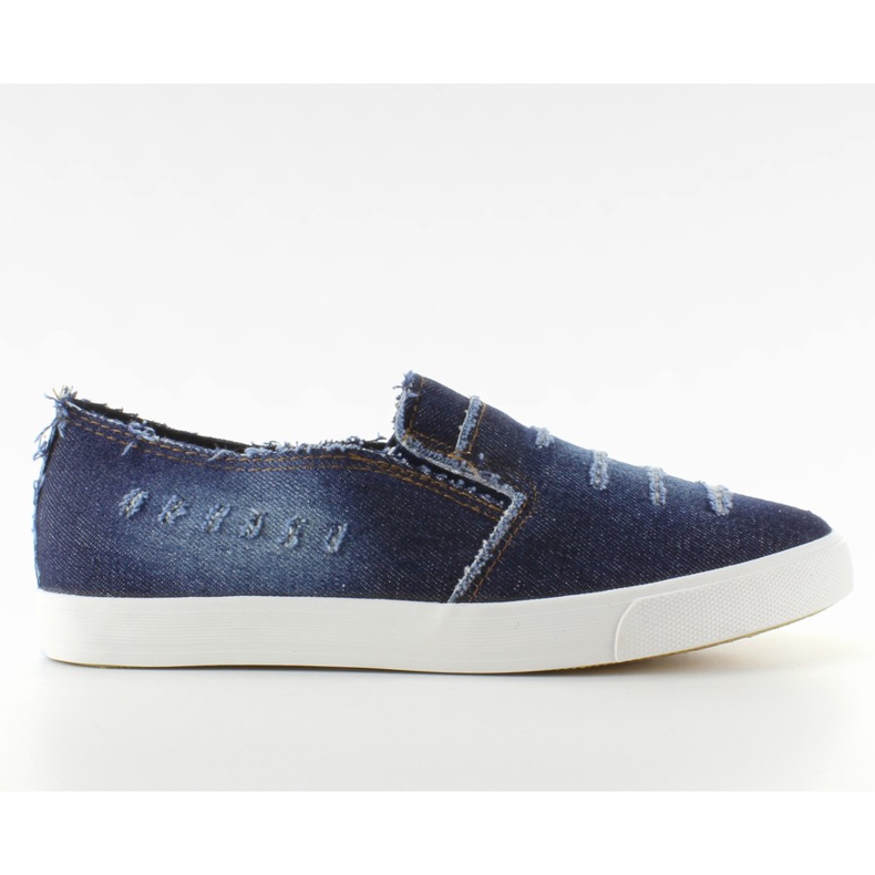 Tênis Slip-on Calças jeans desfiados D.Blue azul marinho