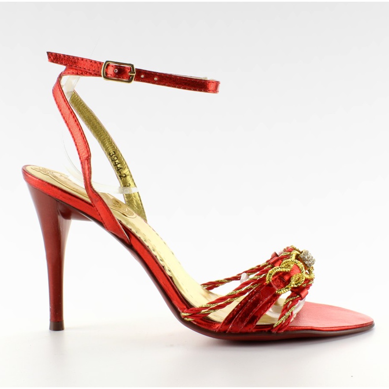 Sandálias sutis em um salto alto 3944-2 Rouge vermelho