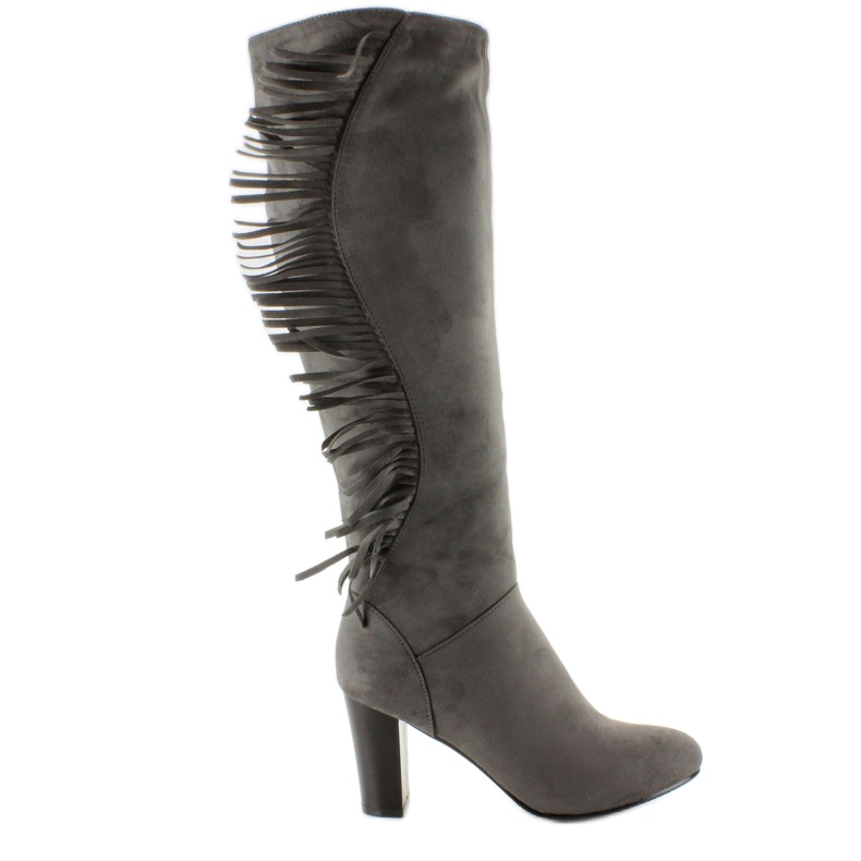 Botas de salto alto com franjas H615 Cinza