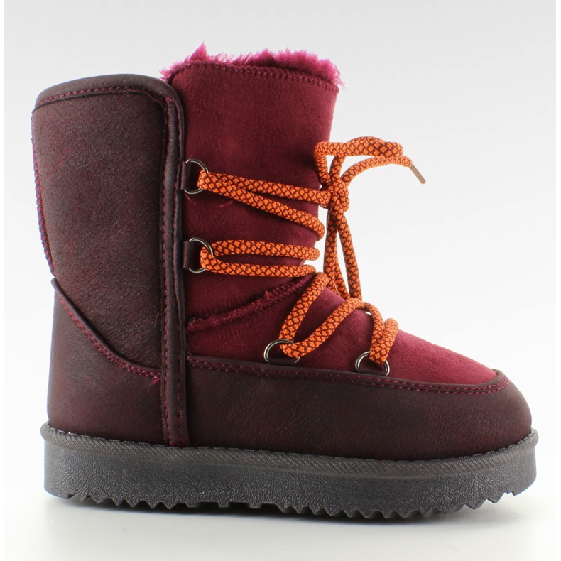 Botas de neve da lua das crianças Burdeos vermelho