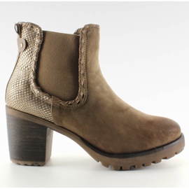 Botas com um motivo de cobra 725 Caqui preto