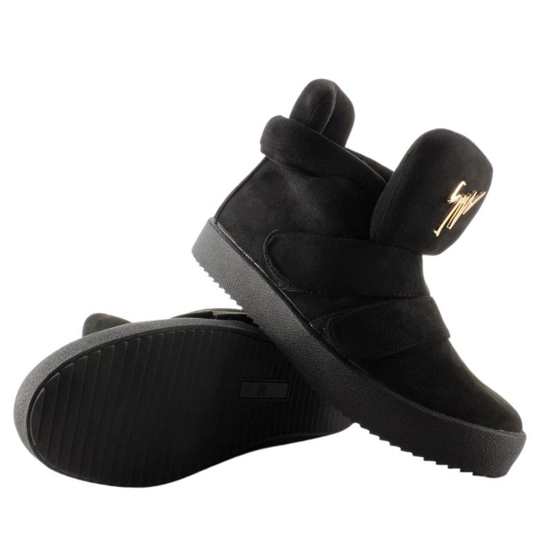 GF-jx29 Tênis de camurça preta preto