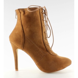 Saltos altos com cordões H254 Camel marrom multicolorido