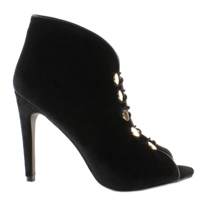 Sapato de bico aberto de veludo 1129 Preto