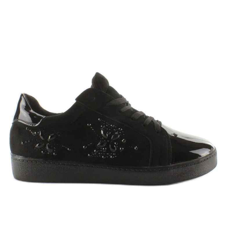 Tênis de mulher com cristais T273P Preto Tênis de mulher com cristais T273P Preto