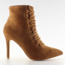 Botas com cordões 100-595SE-1 Camel castanho multicolorido Botas com cordões 100-595SE-1 Camel castanho multicolorido