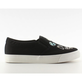 Sapatilhas slip-on com bordado NB102P Black preto