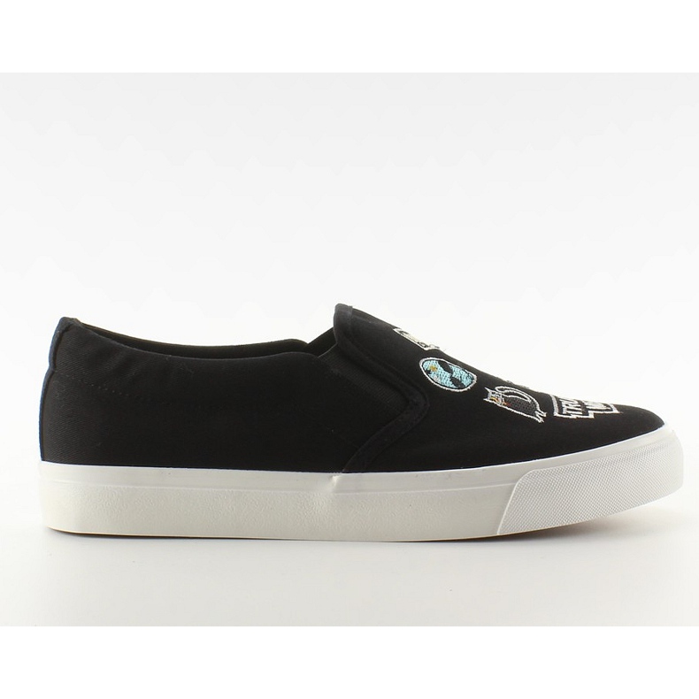 Sapatilhas slip-on com bordado NB102P Black preto