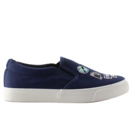Sneakers slip-on com bordado NB102P Dark Blue azul marinho Sneakers slip-on com bordado NB102P Dark Blue azul marinho