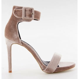 Sandálias de veludo em um M259 rosa stiletto calcanhar multicolorido