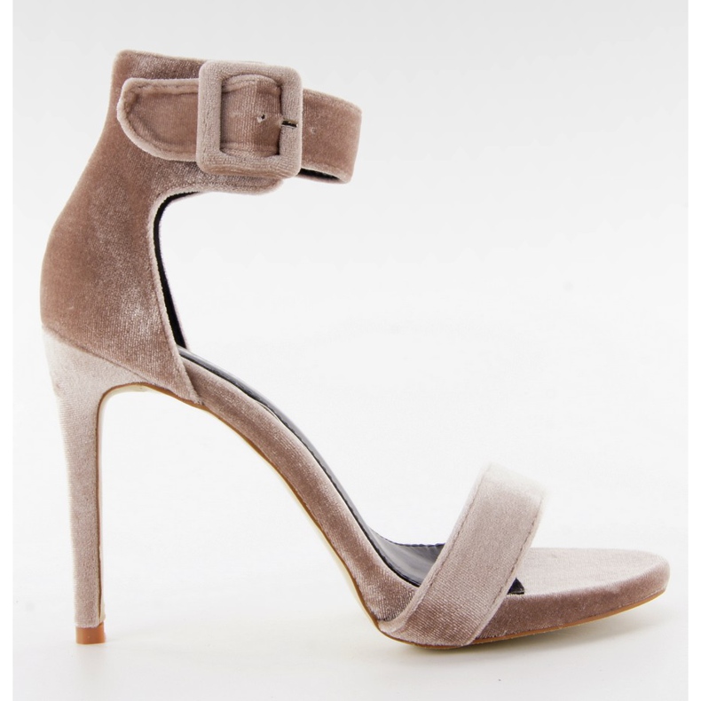 Sandálias de veludo em um M259 rosa stiletto calcanhar multicolorido