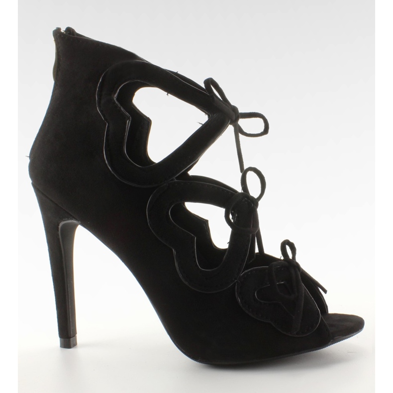Saltos botas openwork corações 1240 preto