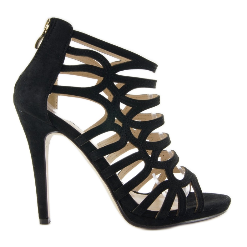 Botas sandálias de salto alto SY19 preto