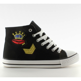 Tênis de tornozelo com remendos R63 preto Tênis de tornozelo com remendos R63 preto