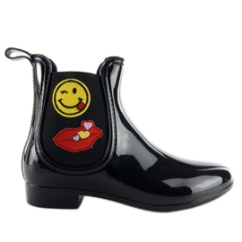 Galochas de mulher com remendos lacados D37 preto