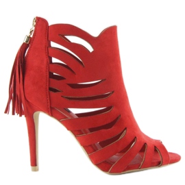 Openwork 1214 Salto vermelho com franjas