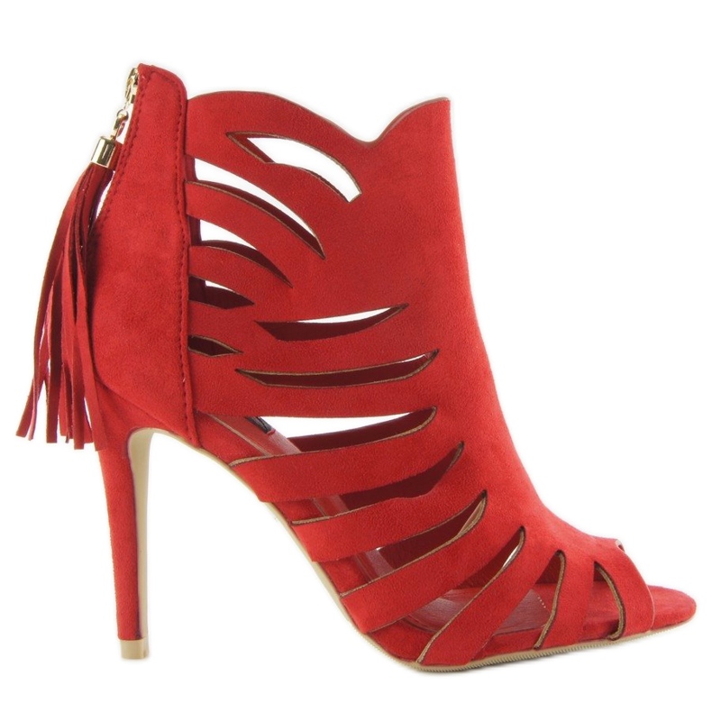 Openwork 1214 Salto vermelho com franjas