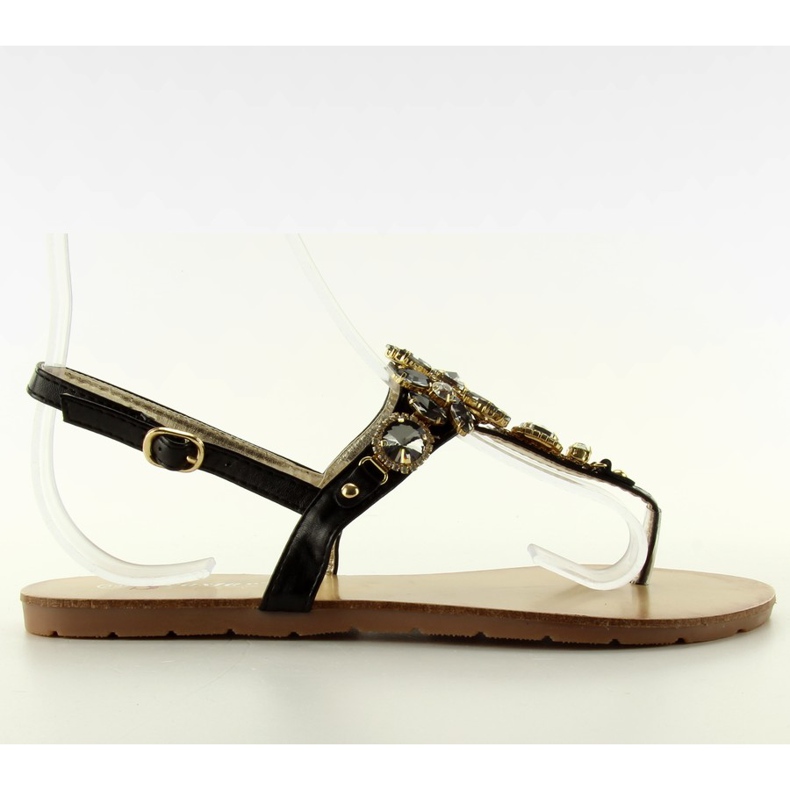 Sandálias com pedras lindas JH41 preto