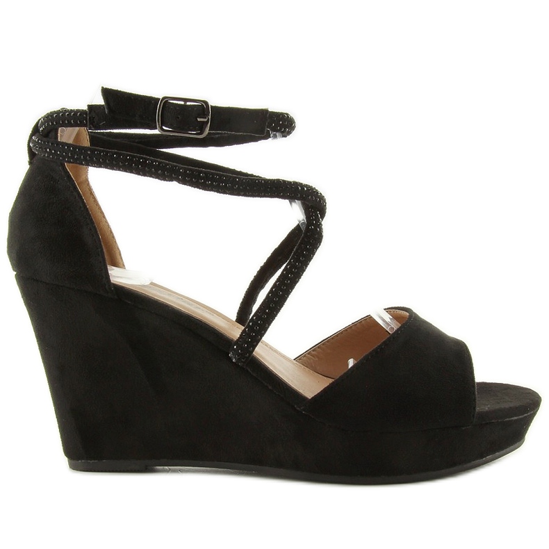 Sandálias de cunha F162 pretas preto