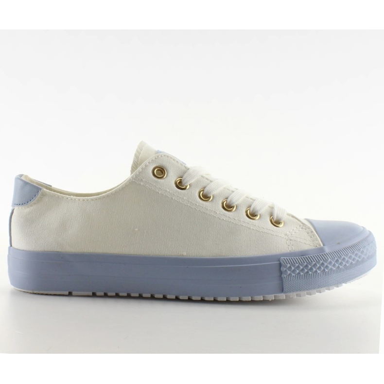 Sapatilhas em goma branca / azul colorida branco